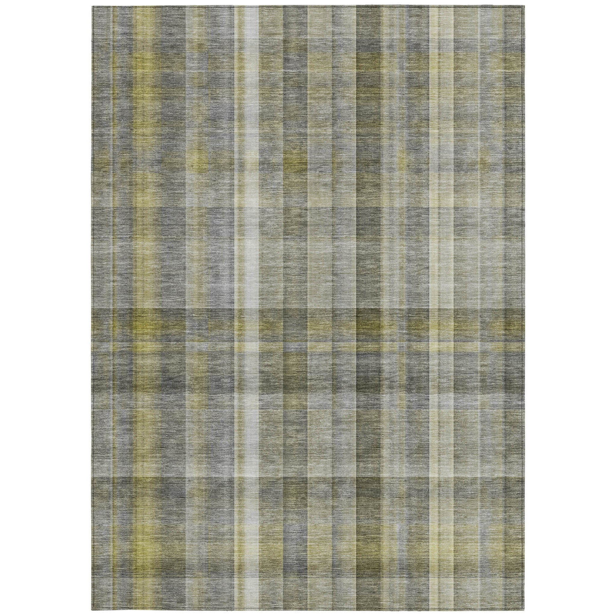 Stylish and Versatile Gray Plaid Indoor Outdoor Washable Runner Rug with Non-Skid and Stain Resistant Features for Decorating Your Space