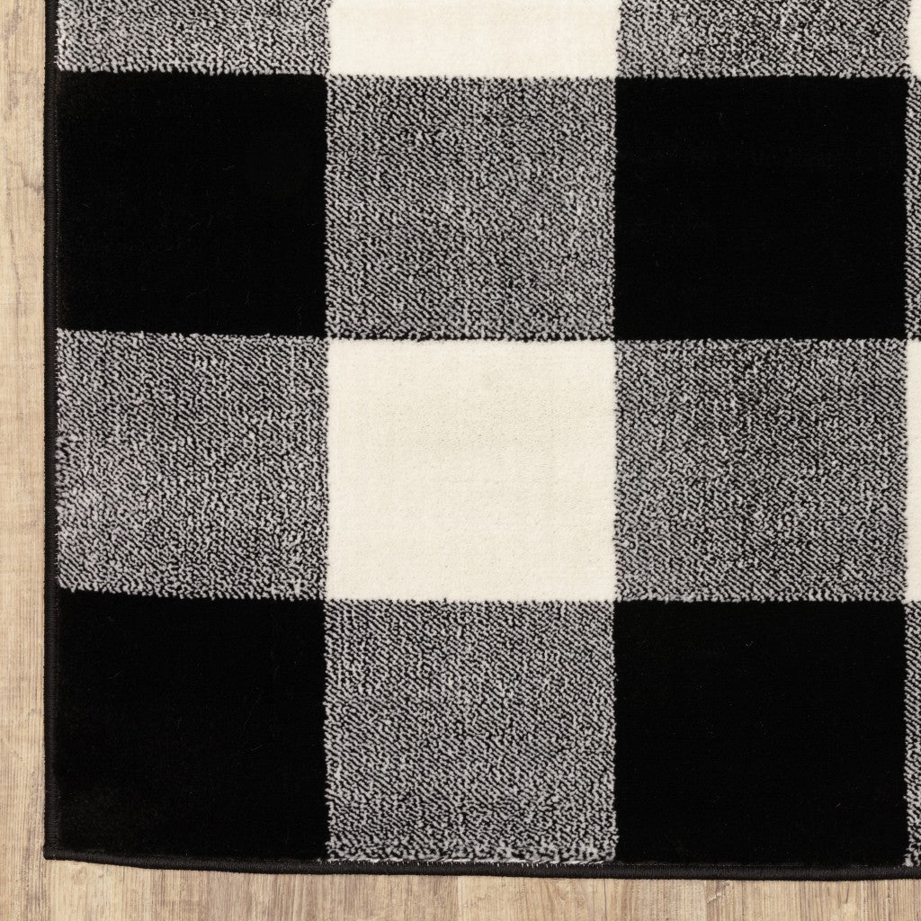 Indoor Monochromatic Gingham Pattern Runner Rug with Elegant, Long - lasting and Stain - Resistant Design