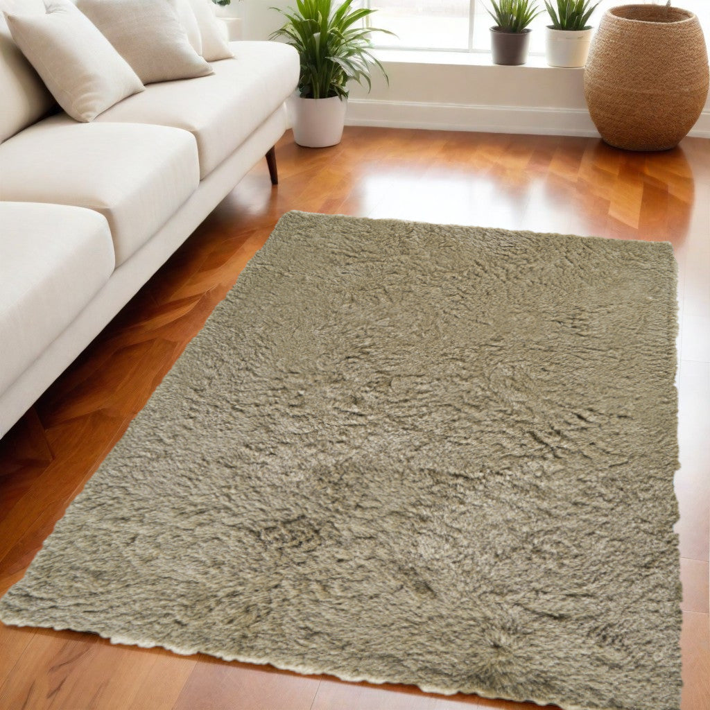 Soft, Stain-Resistant Gray Shag Area Rug for Elegant Home Decor
