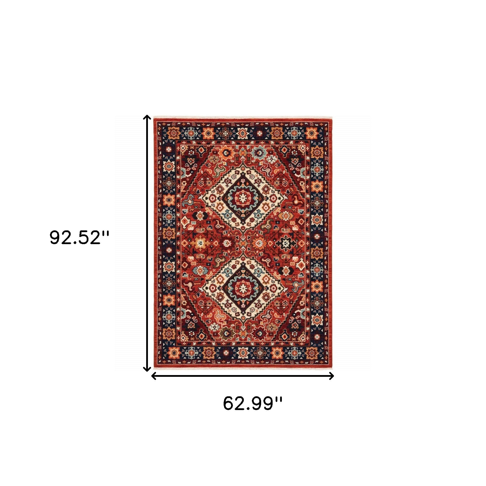 Durable, Stain-Resistant Vintage Oriental Scatter Rug in Vibrant Red and Blue