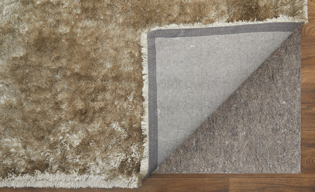 Stain-Resistant, Versatile Gold Hand-Tufted Shag Area Rug for Cozy Rooms