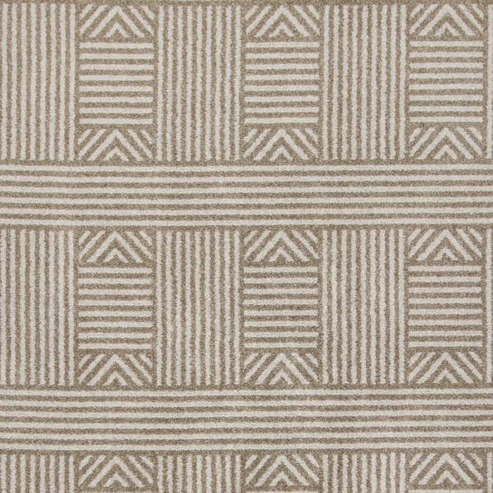 Stylish Beige Geometric Outdoor & Indoor Area Rug with Southwestern Design