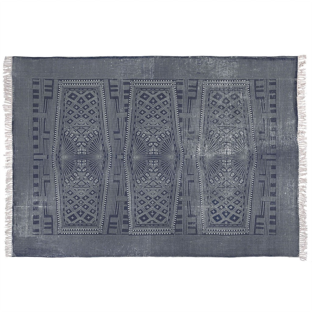 Blue and Ivory Handcrafted Batik Area Rug for a Cozy Home Look