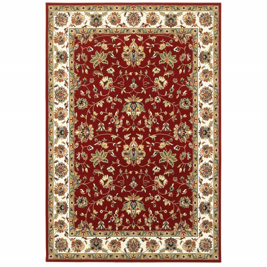 Exquisite Luxury Stunning Red and Ivory Floral Vines Area Runner Rug - Highly Durable and Effortlessly Maintainable