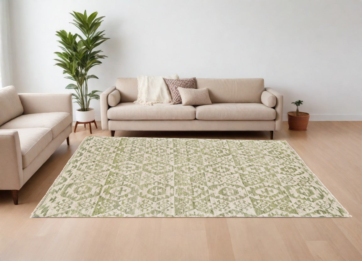 Artisan-Crafted Stain-Resistant Hand Knotted Wool Area Rug with Unique Southwestern Design
