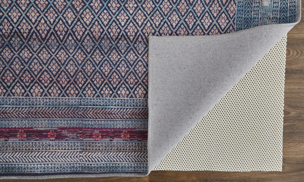 Stylish Tan, Blue & Pink Striped Area Rug for Elegant Warmth in Any Room