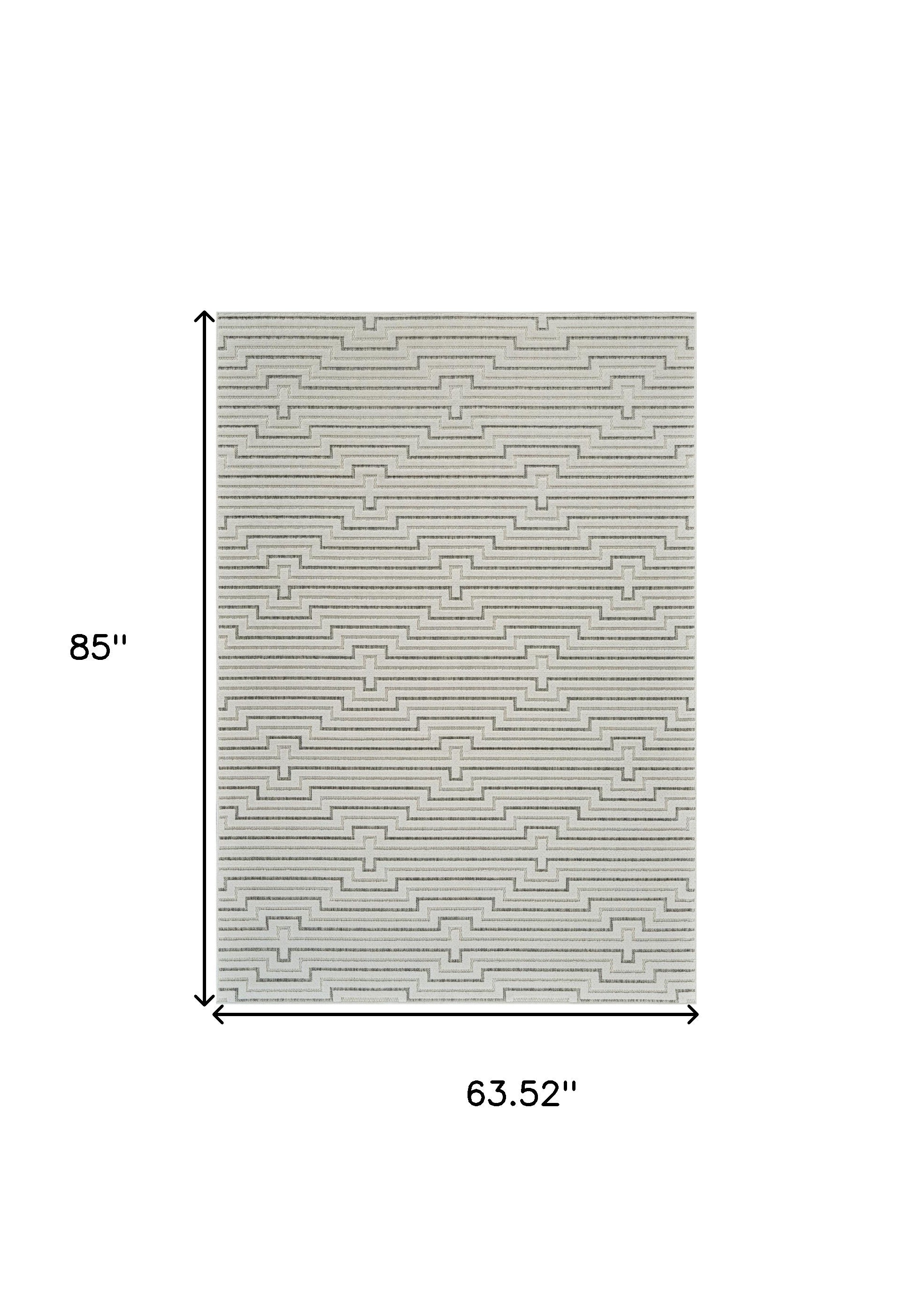 Stylish and Durable 5-Foot by 7-Foot Cream and Beige Geometric Design Area Rug Suitable for Both Indoor and Outdoor Use