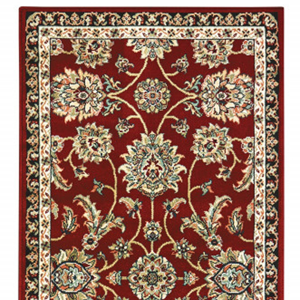 Vibrant Red, Black & Blue Stain-Resistant Oriental Runner Rug for Homes with Kids and Pets