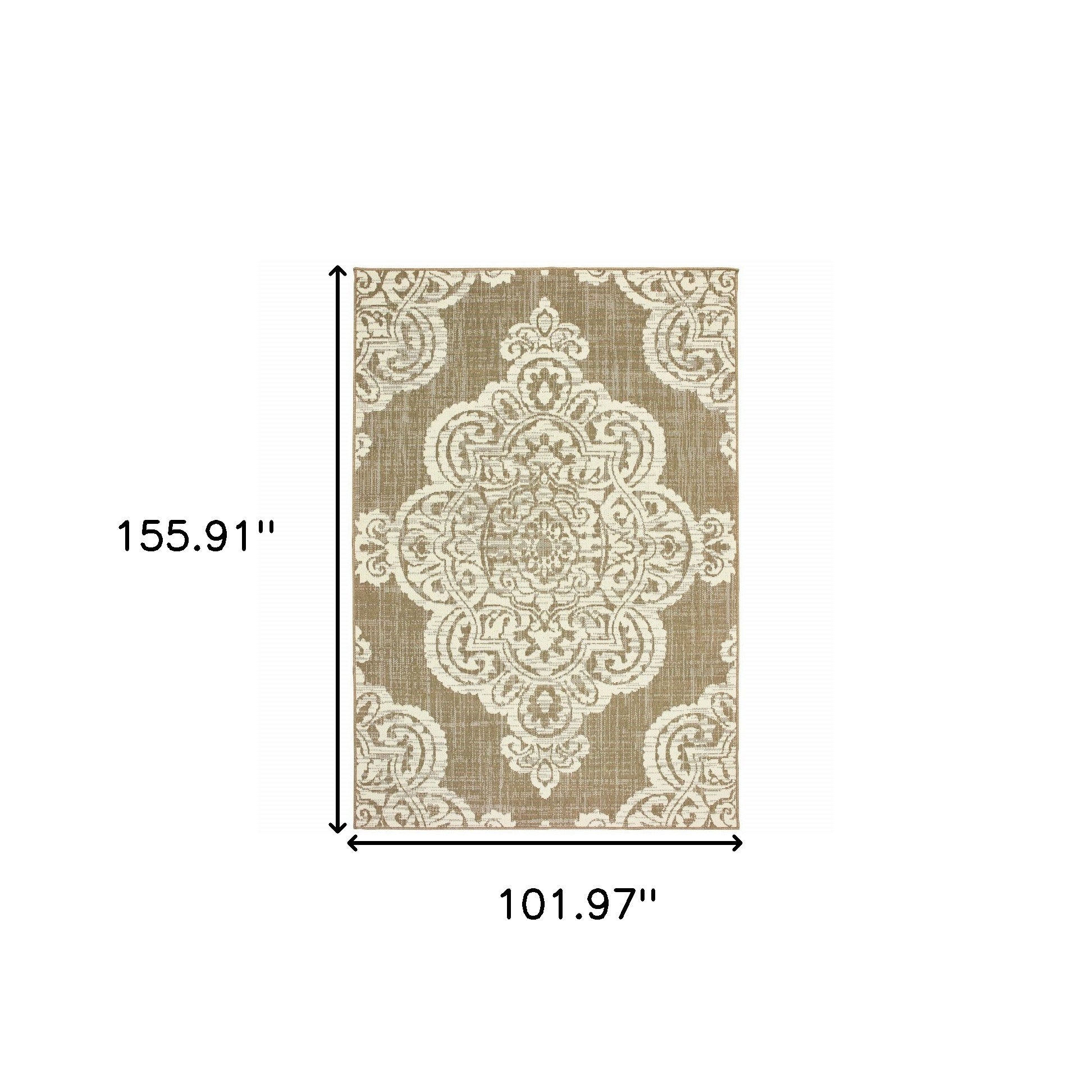 Stylish and Durable Indoor-Outdoor Area Rug with Blue Oriental Design, Stain-Resistant for Any Living Space