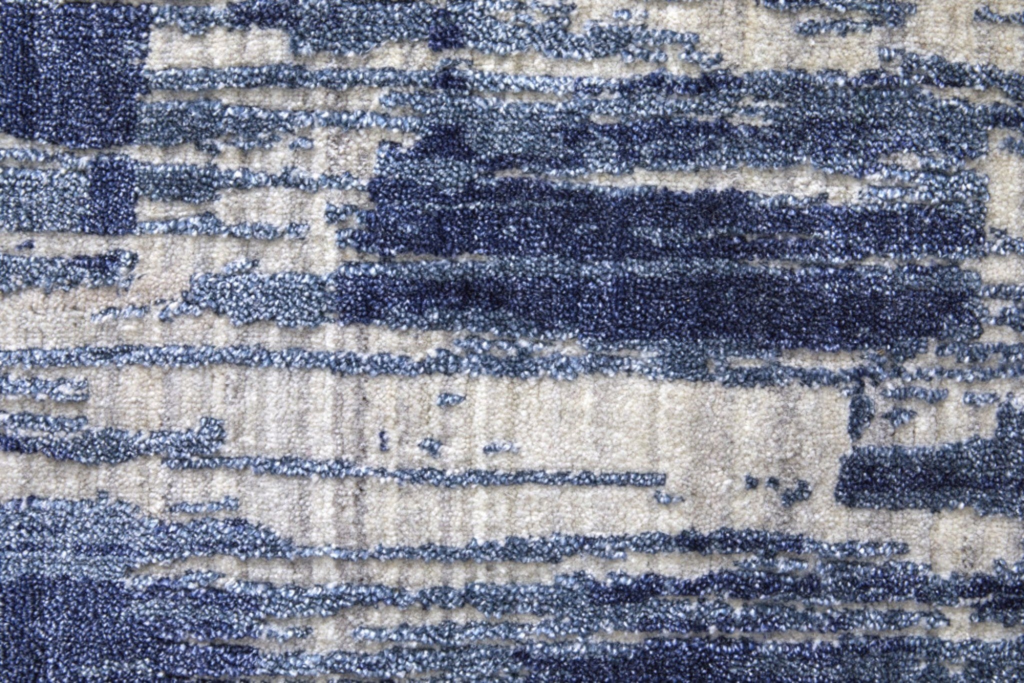 Unique Hand-Woven Ivory and Blue Abstract Area Rug for Stylish Warmth in Any Room