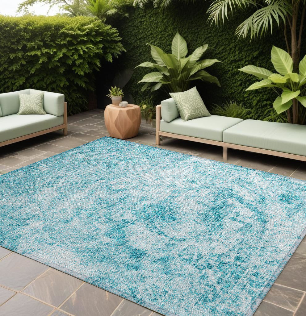 Stylish and Contemporary Lime Green Abstract Washable, Stain-Resistant, and Non-Slip Outdoor Area Rug for Home Decor Use