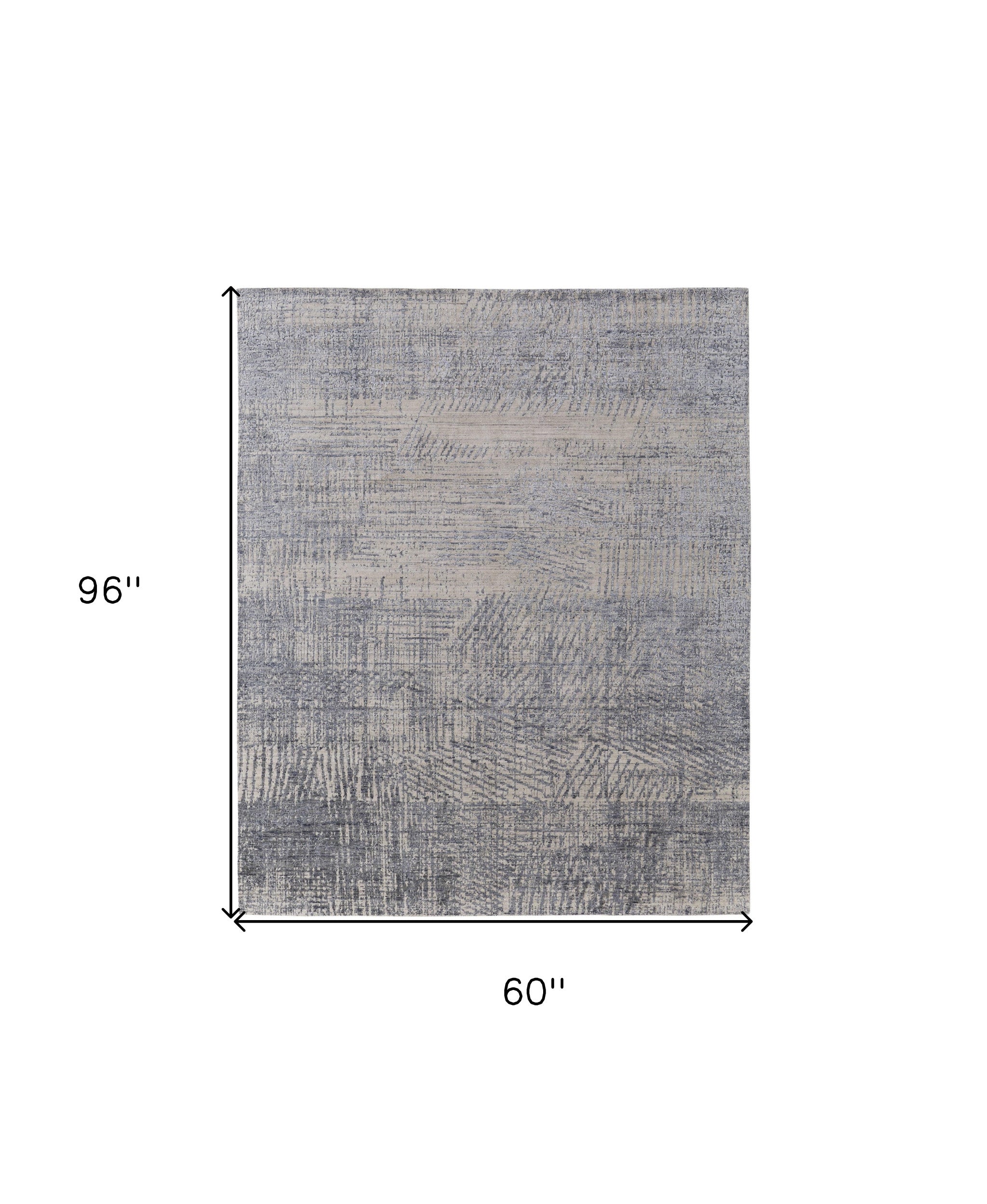 Exquisite Hand-Woven Area Rug with Elegant Gray, Ivory, and Blue Abstract Design for Enhancing Your Living Space Decor