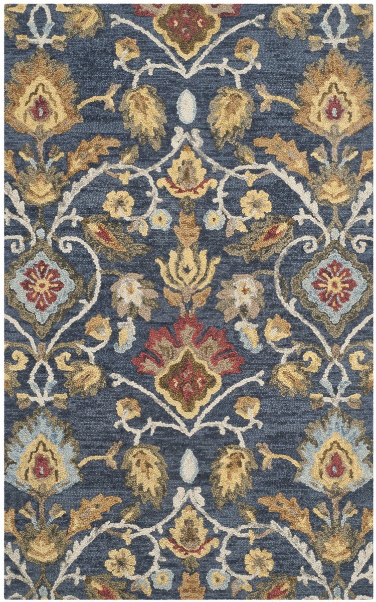 Stylish Hand - Tufted Wool Blossom Rug with Bold Hues for Country - Casual Decor