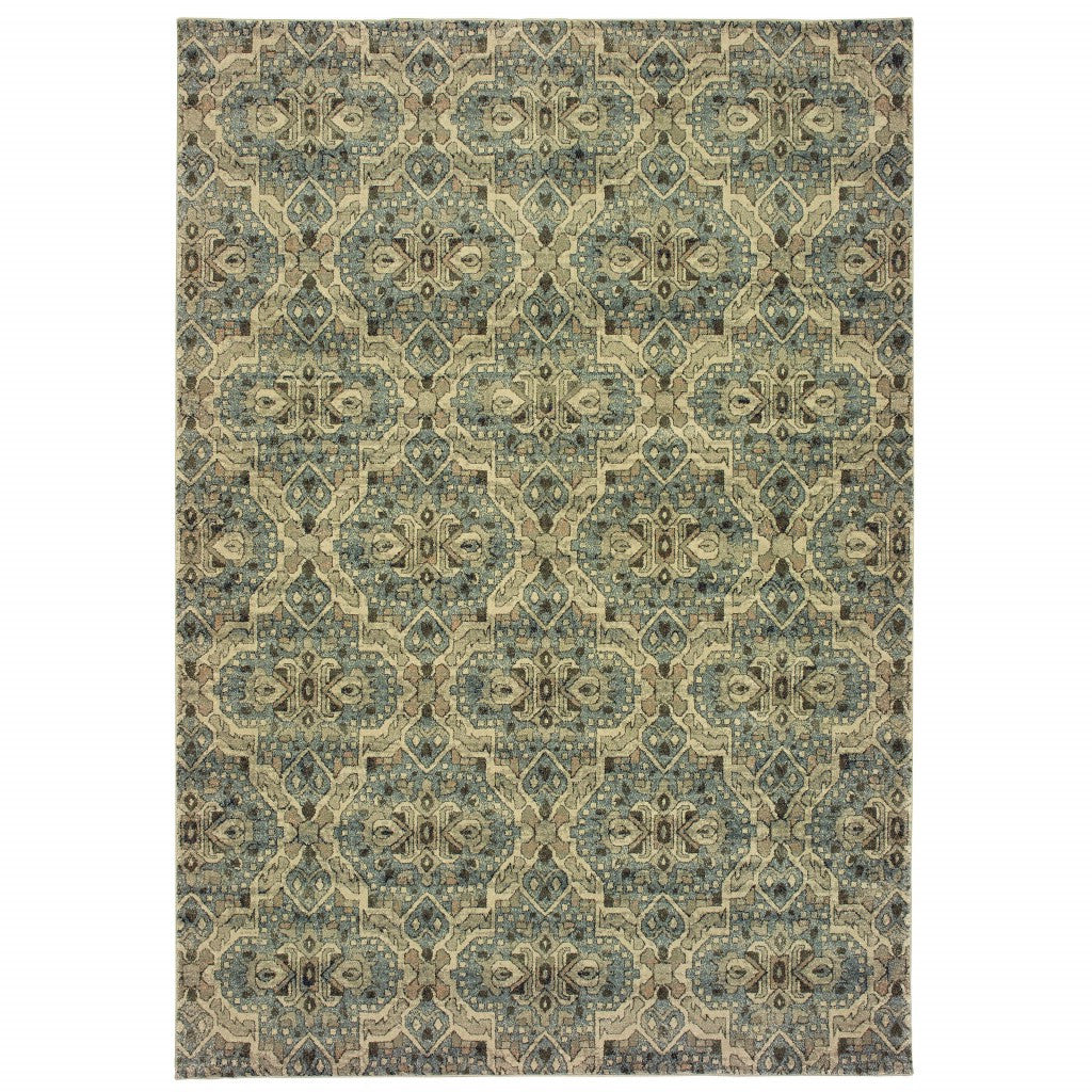 Soft and Durable Geometric Runner Rug in Soft Teal and Sage Boho Style for Cozy Living Spaces, Ideal for Indoor Decor