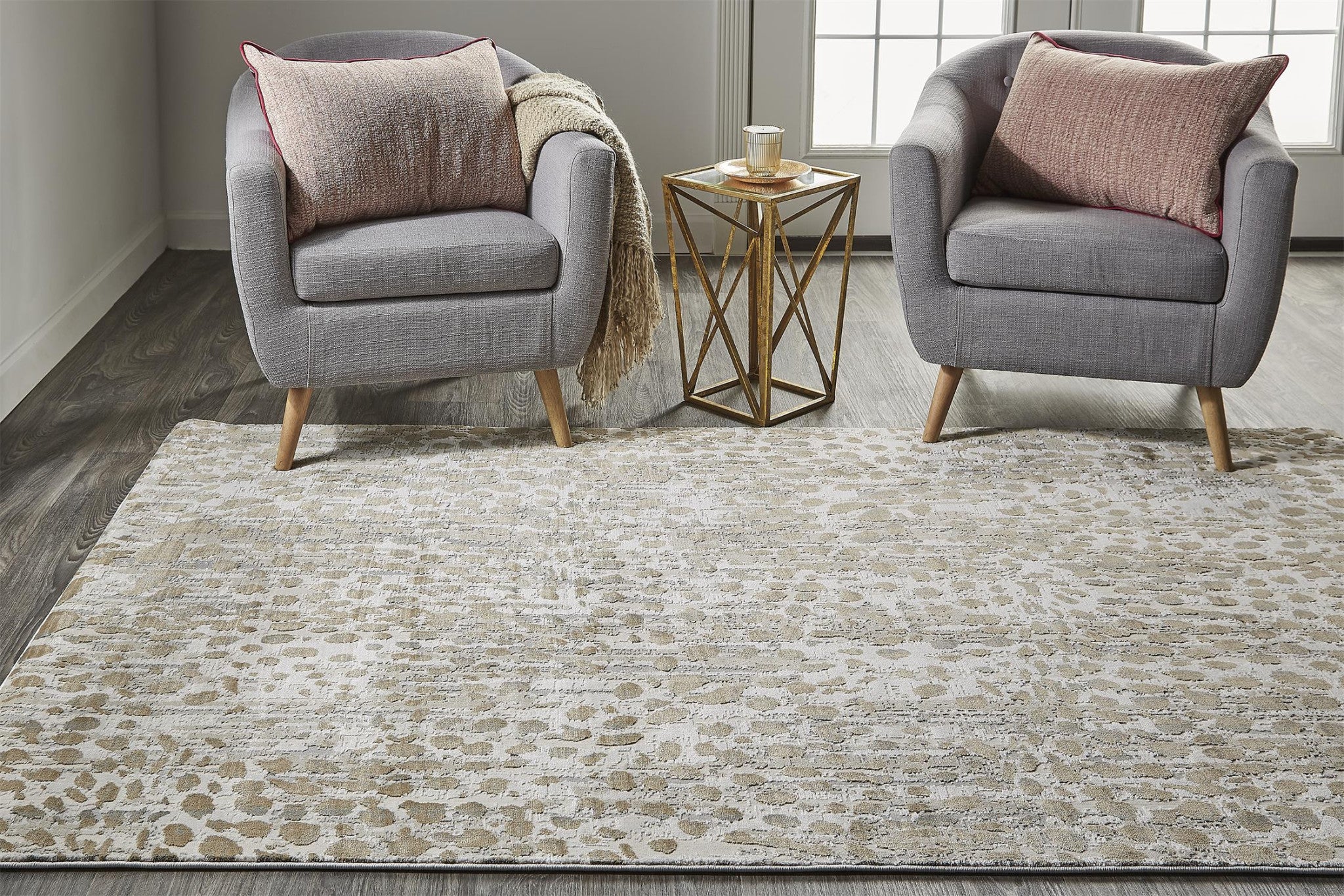 Stylish Stain-Resistant Area Rug with Brown and Ivory Abstract Design for Enhanced Home Comfort and Warmth