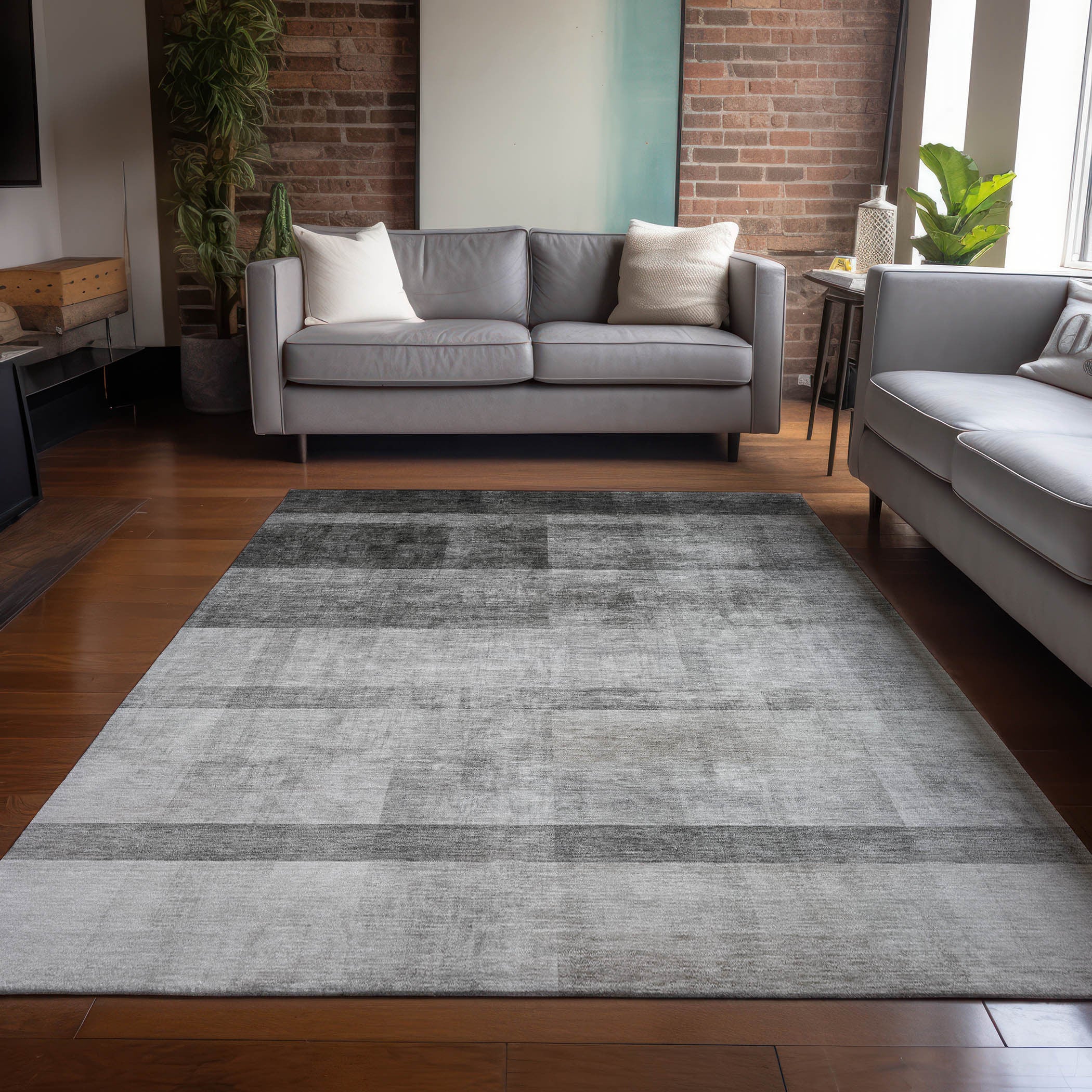 8-Foot Olive Green Ombre Stain-Resistant Indoor-Outdoor Runner Rug for Kids & Pets