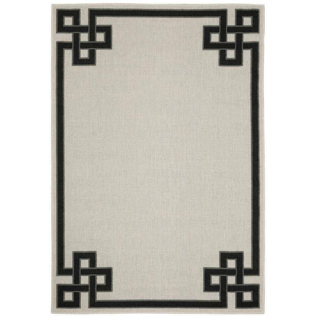 Stain-Resistant Beige and Black Indoor-Outdoor Area Rug for Homes with Kids and Pets