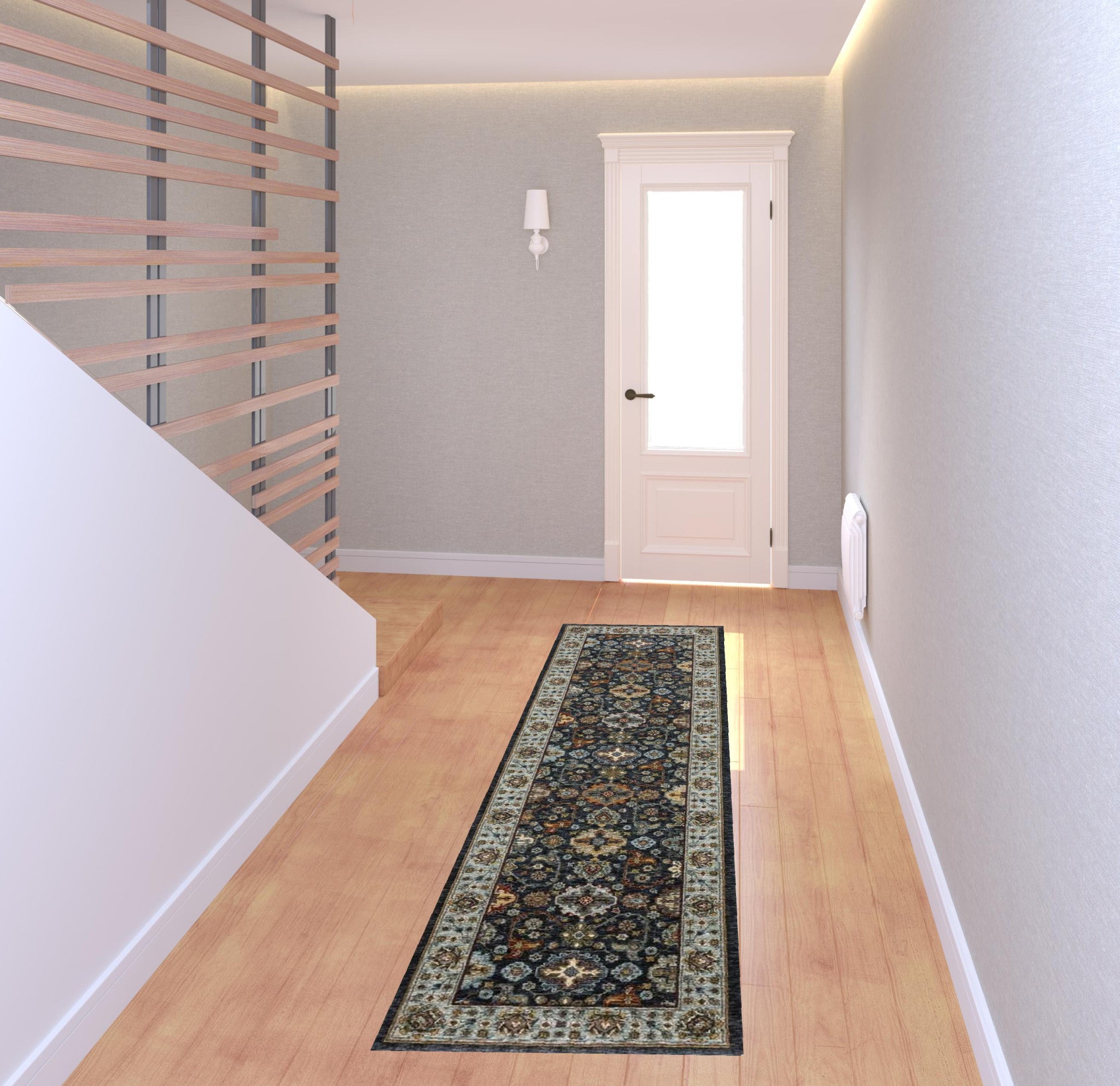 Vibrantly Colored Stain-Resistant Oriental Style Runner Rug with Fringes to Beautify Your Living Space