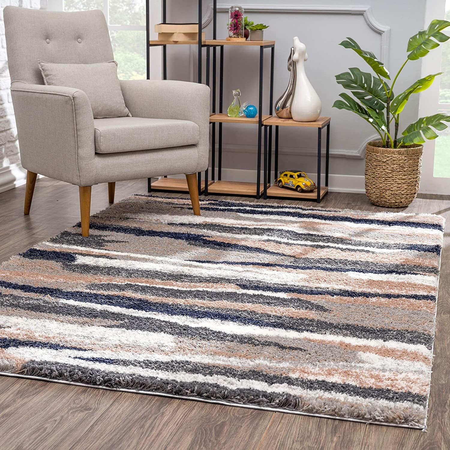 Luxurious Gray and Black Tribal Area Rug - Soft, Durable for Your Home