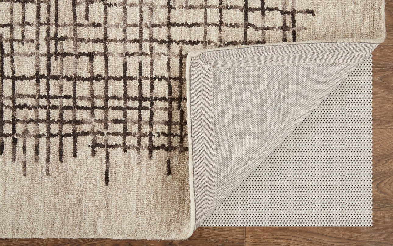 Soft Neutrals and Deep Blues Hand-Tufted Wool Abstract Rug for Contemporary Homes
