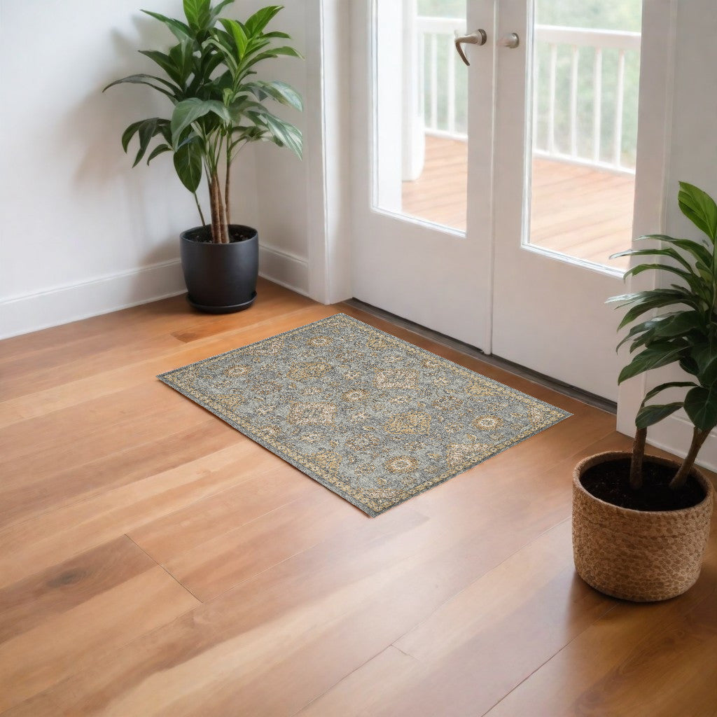 Sage Green Distressed Floral Wool Area Rug - Add Style and Warmth to Your Room