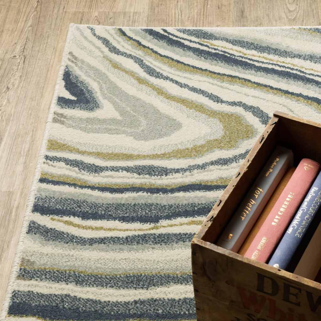 Stain-Resistant Ivory, Blue & Beige Abstract Area Rug for Stylish Interiors