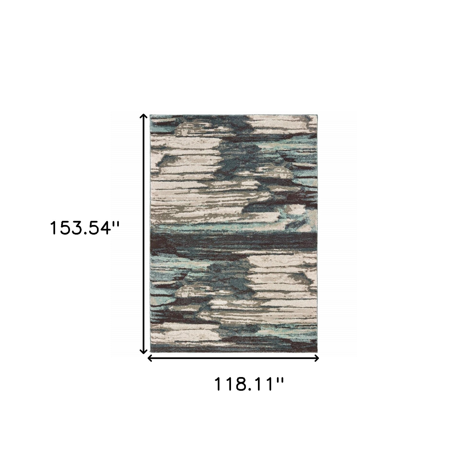 Ivory, Blue, and Gray Abstract Layers Area Rug - Soft and Plush High-Pile Design Ideal for Contemporary Modern Living Spaces