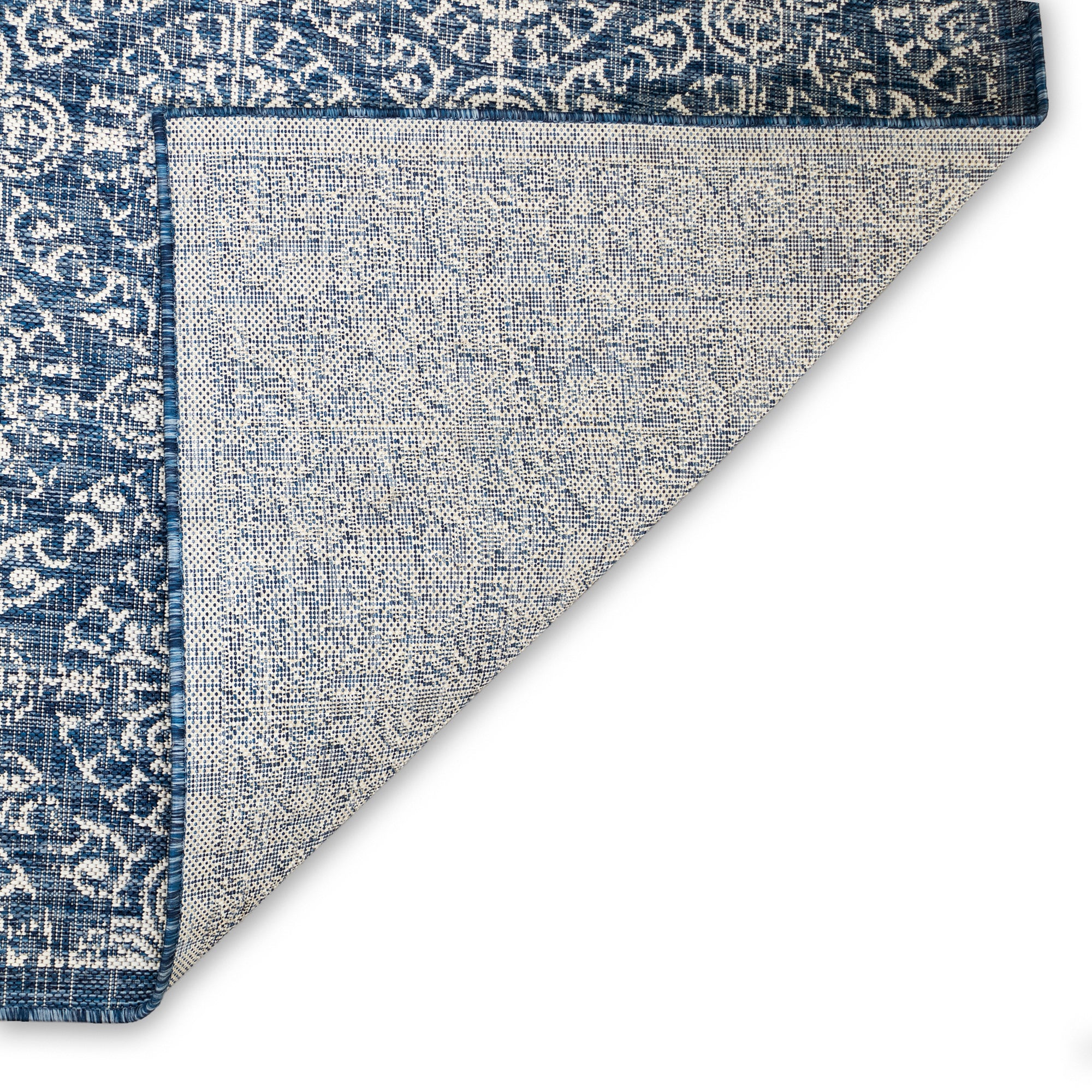 Carmel Weather-Resistant Antique Tile Rug with Stenciled Medallion for Indoor/Outdoor