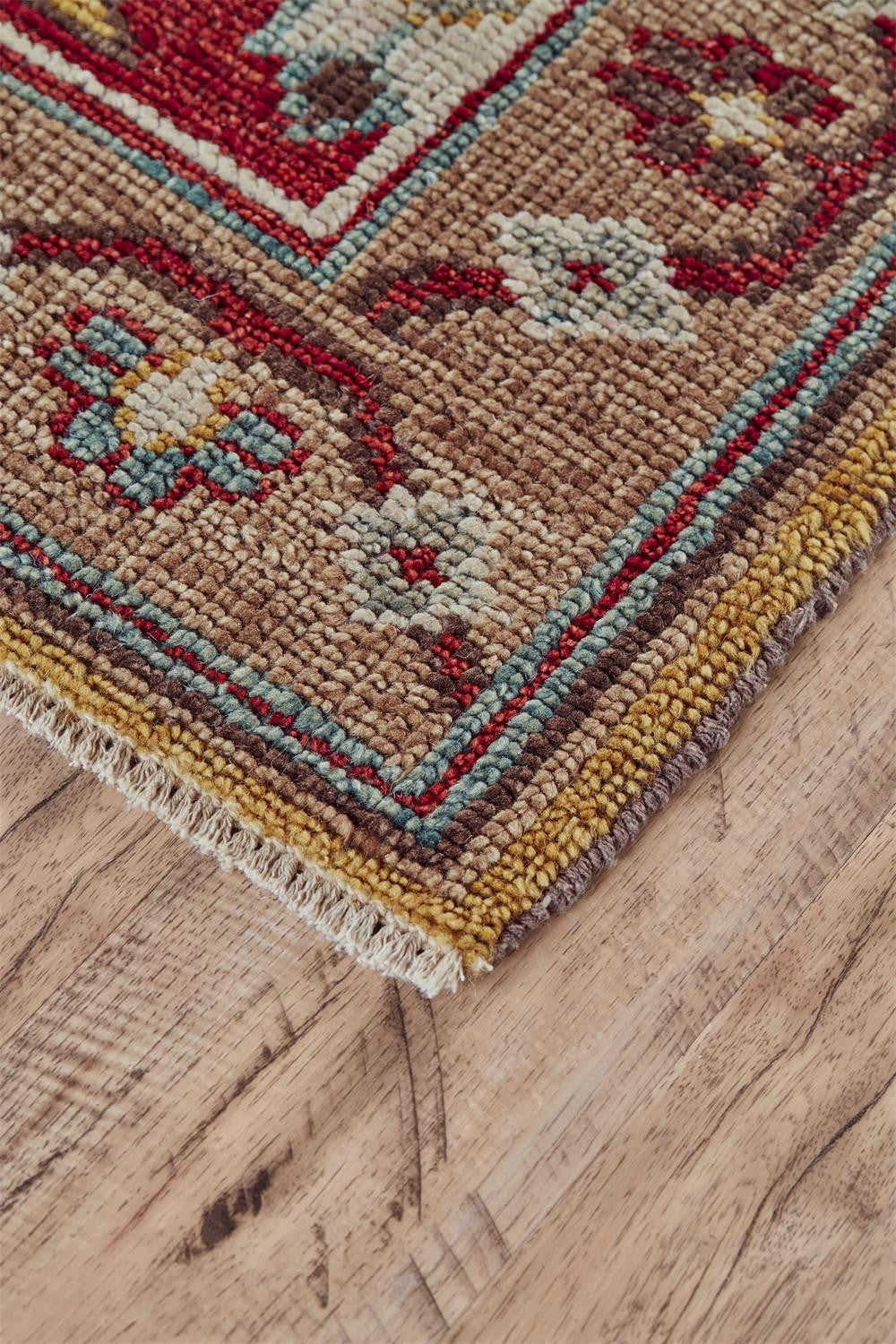 Stain-Resistant Hand-Knotted Floral Wool Area Rug with Fringe - Ideal for Family Homes with Kids and Pets