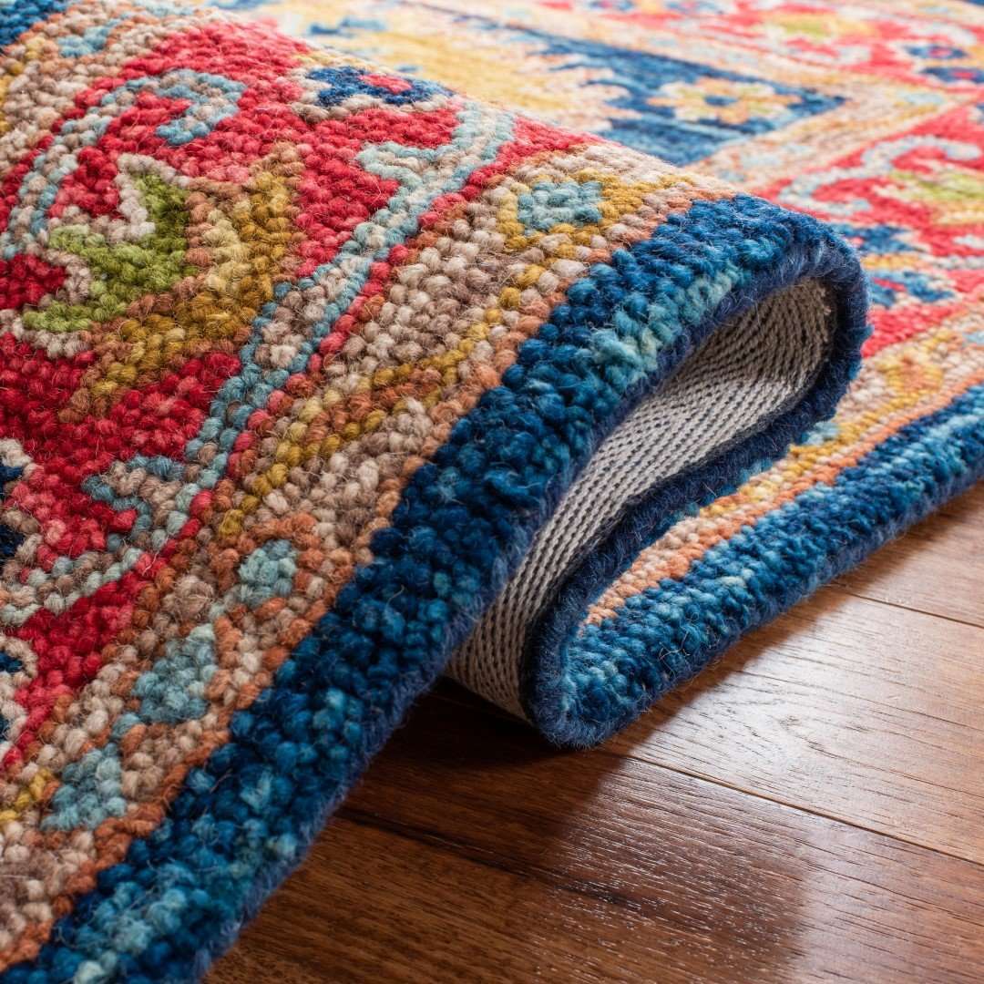 Exquisite Hand-Tufted Wool Pile Rectangle Rug with Luxury Cotton Backing from India