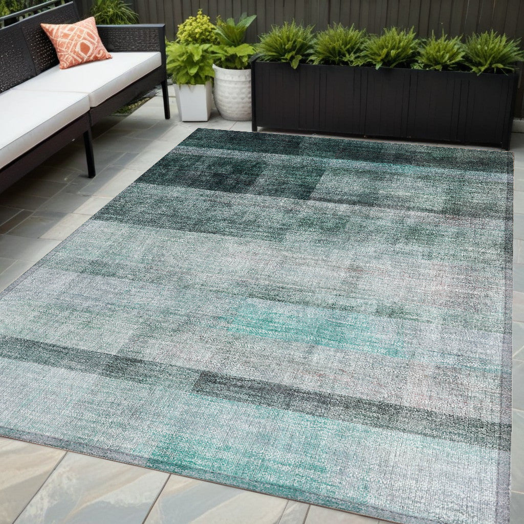 8-Foot Olive Green Ombre Stain-Resistant Indoor-Outdoor Runner Rug for Kids & Pets