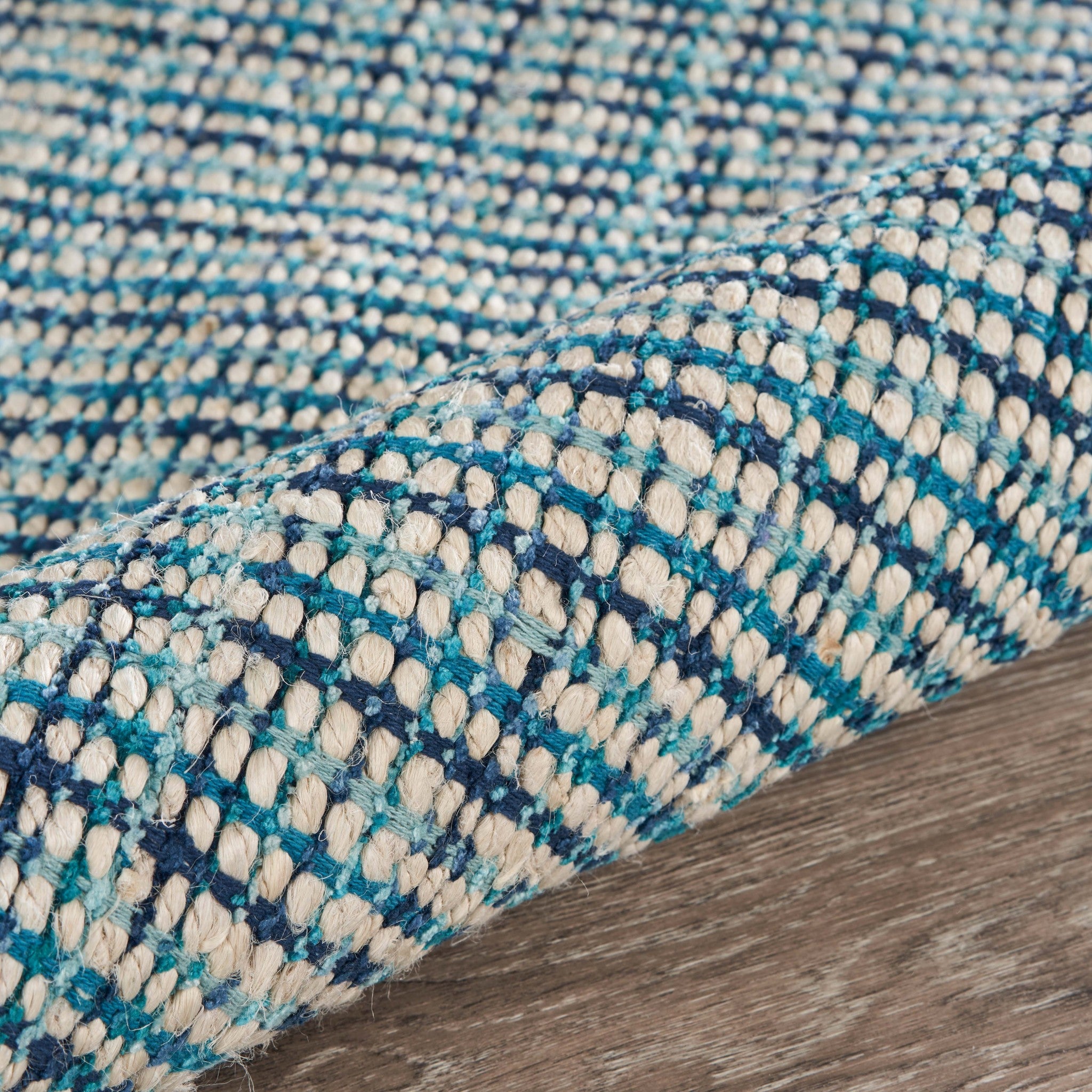 Soft and Durable Classic Blue Jute Area Rug with Modern Retro Flair