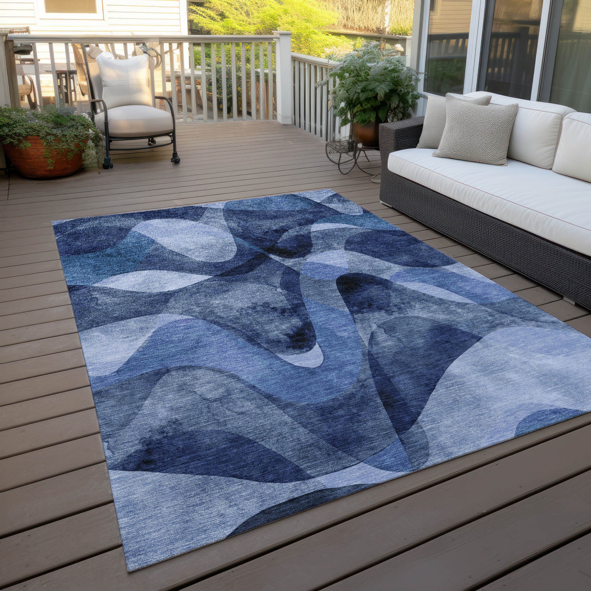 Modern Abstract Washable Non-Skid Purple Runner Rug for Indoor & Outdoor Use