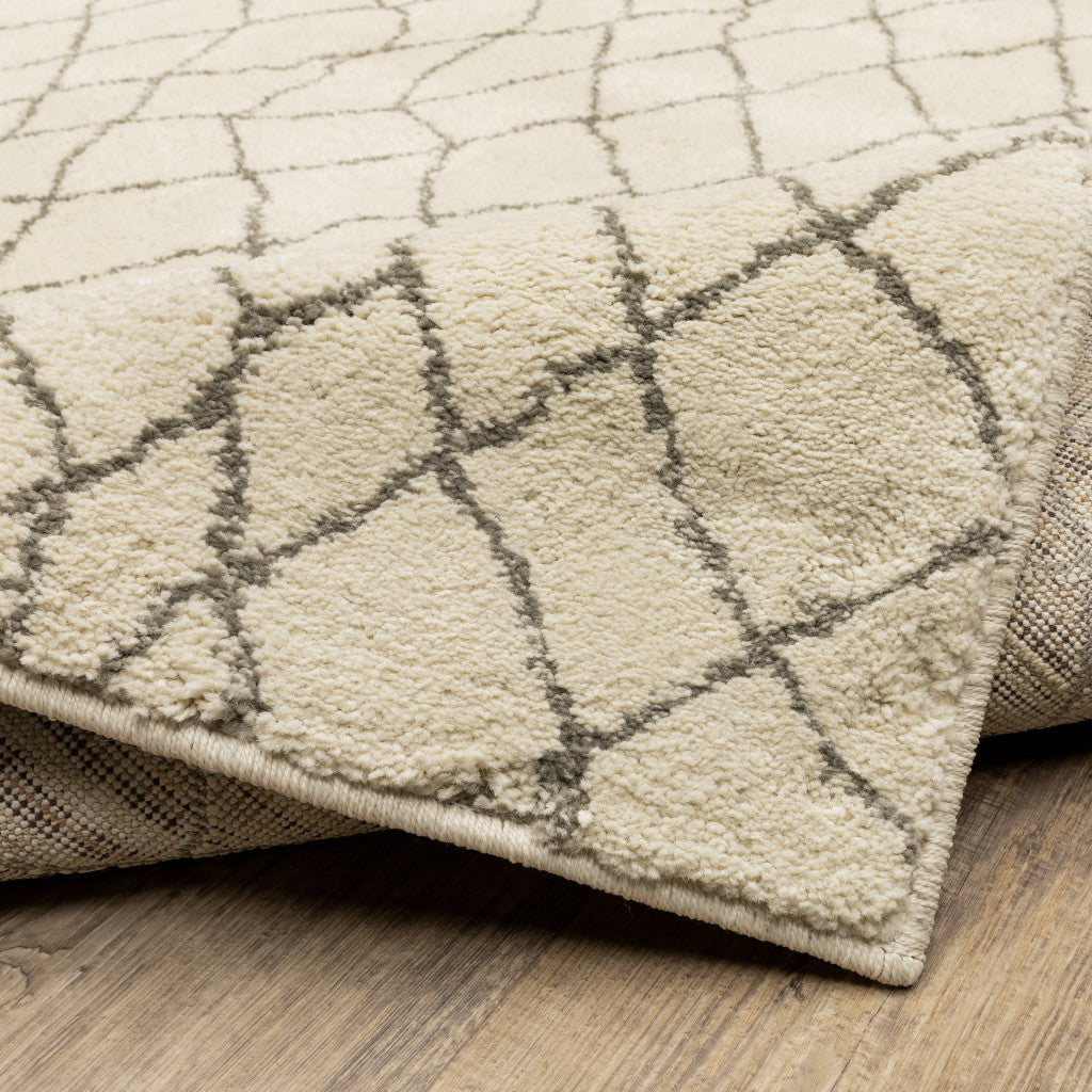 High - Quality Stain - Resistant Geometric Area Runner Rug in Ivory and Grey for Adding Warmth and Style to Your Home Interior