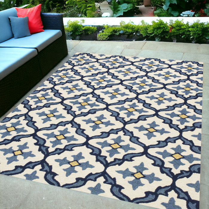 Stylish and Elegant Blue and Ivory Moroccan Handmade Outdoor and Indoor Area Rugs for Decorating Your Living Spaces
