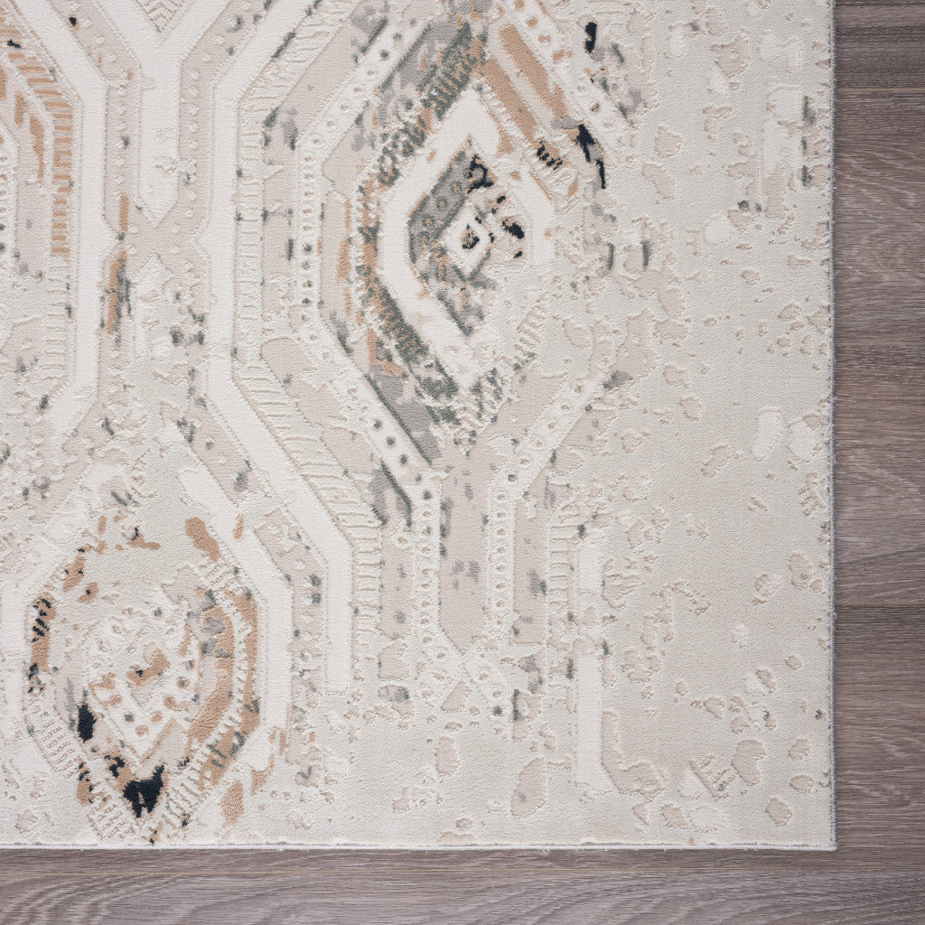 Modern and Elegant Cream Abstract Distressed Polyester Area Rug for Elevating Your Living Space with Warmth