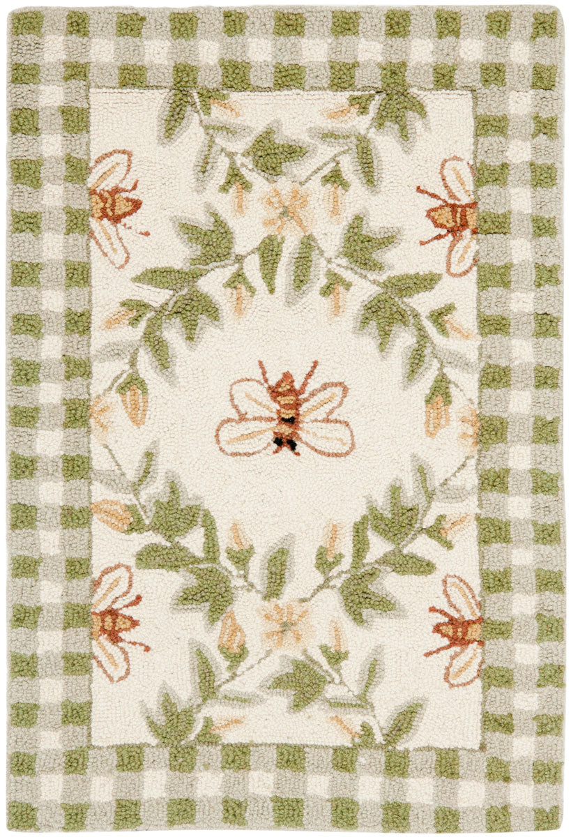 Luxurious Hand-Hooked Wool Area Rug Crafted from Virgin Wool with Classic American Country and Turn-of-the-Century European Designs
