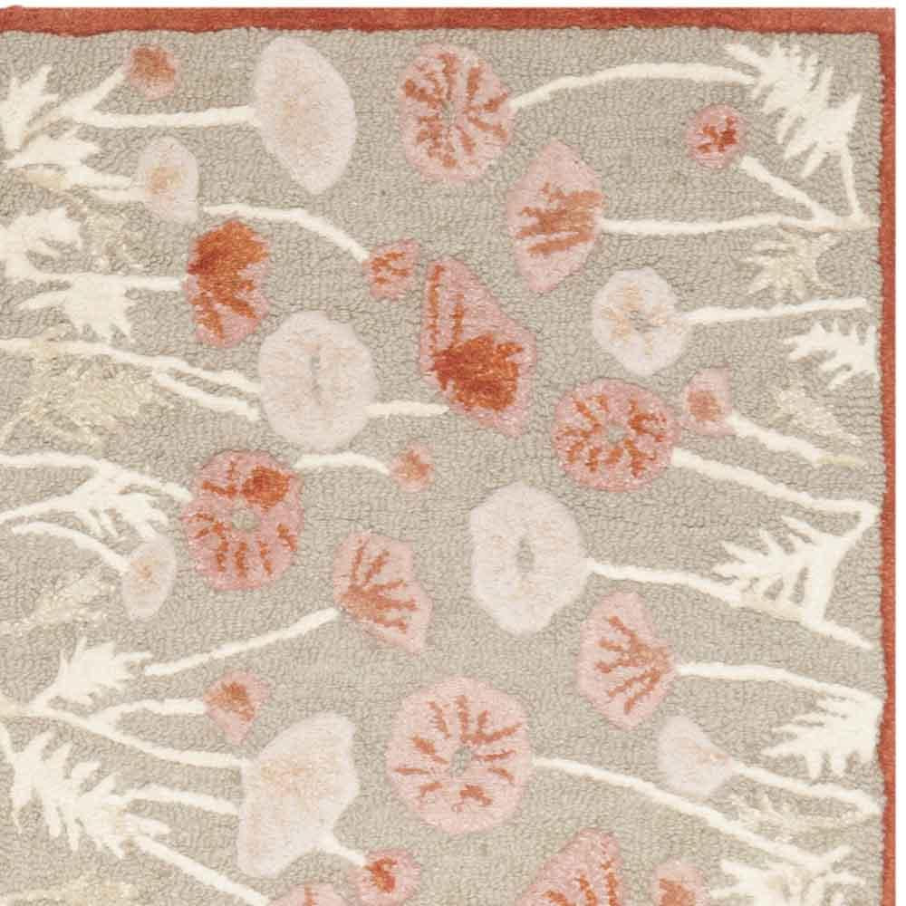Exquisite Hand-Tufted Wool Martha Botanical Art Rug Featuring Playful Poppies and Ferns for Elegant Interior Decor
