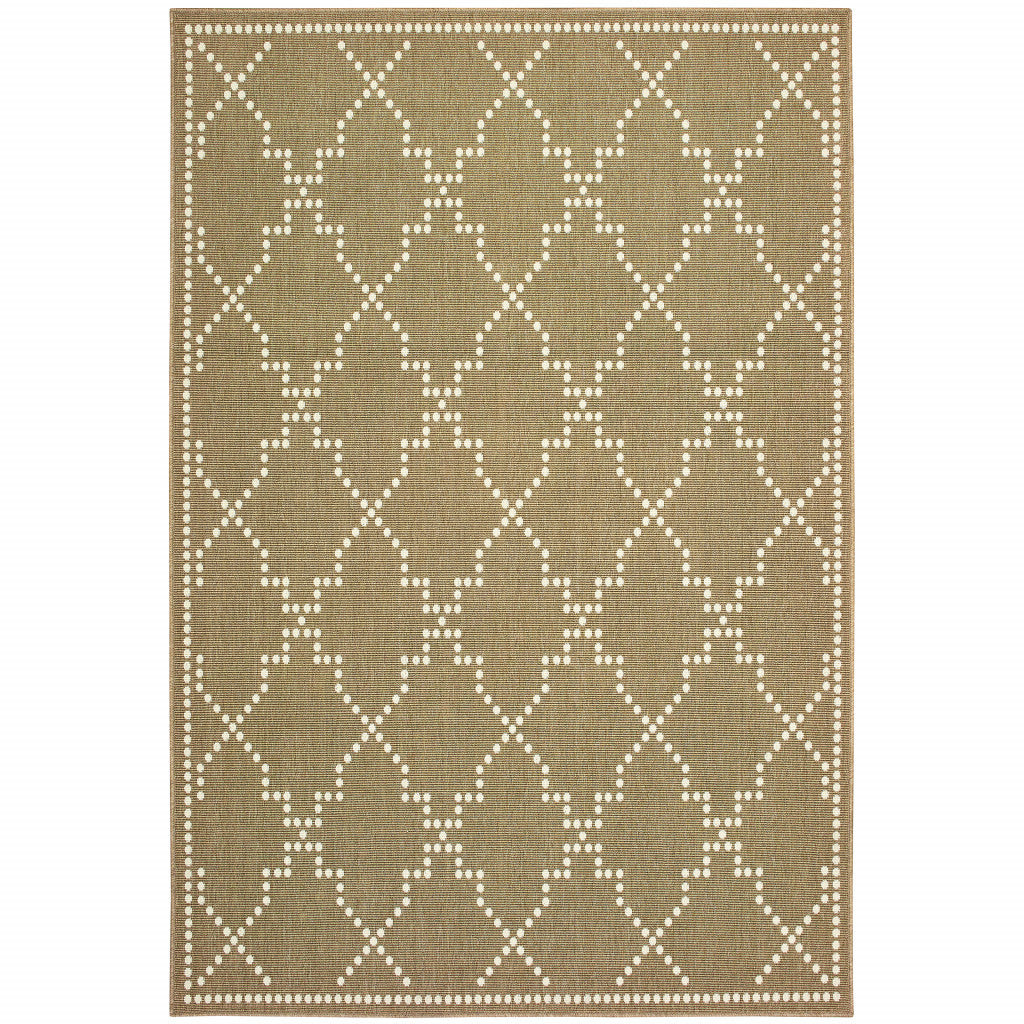 Stylish Geometric Blue and Ivory Stain-Resistant Outdoor Rug for Indoor Spaces