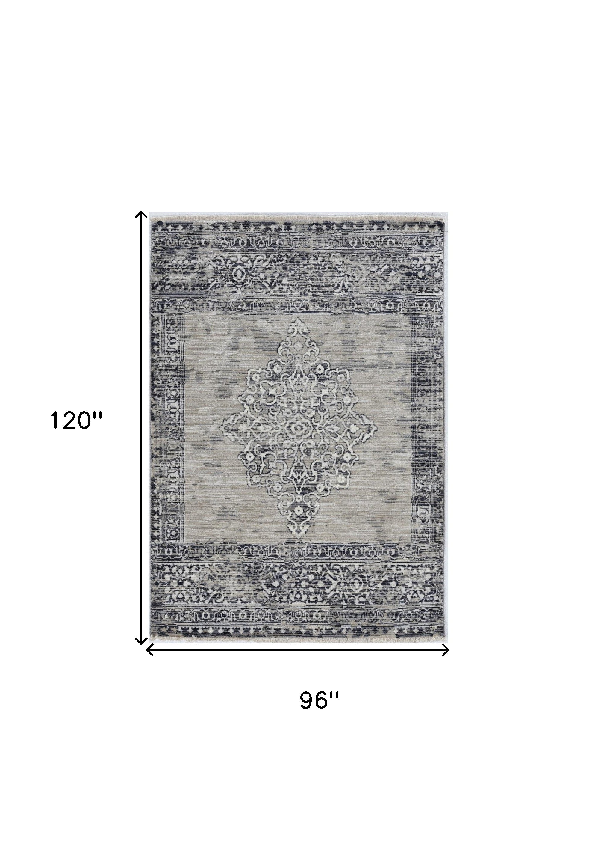 Stylish Charcoal and Gray Medallion Rectangle Area Rug for Cozy Home Decor