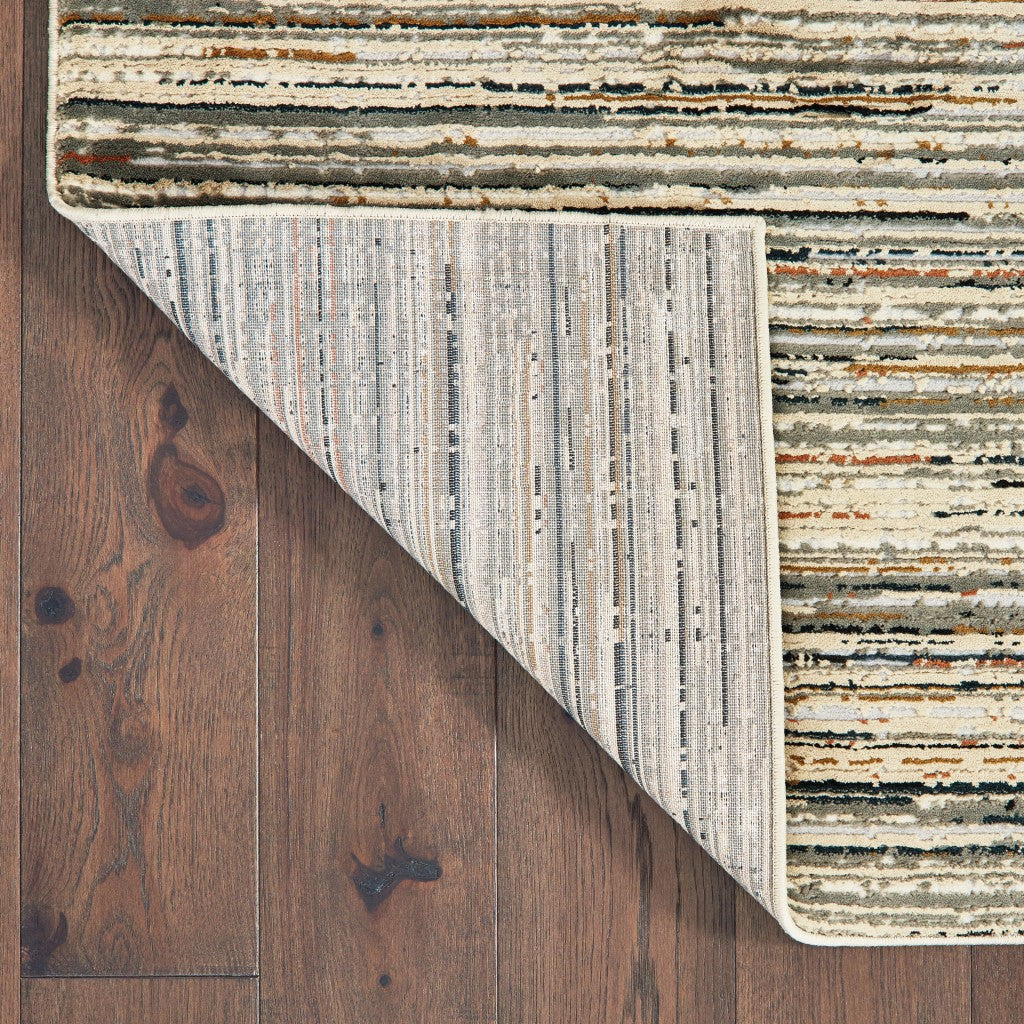 Soft-Textured Ivory Sage Abstract Lines Indoor Rug for Elegant Home Decor