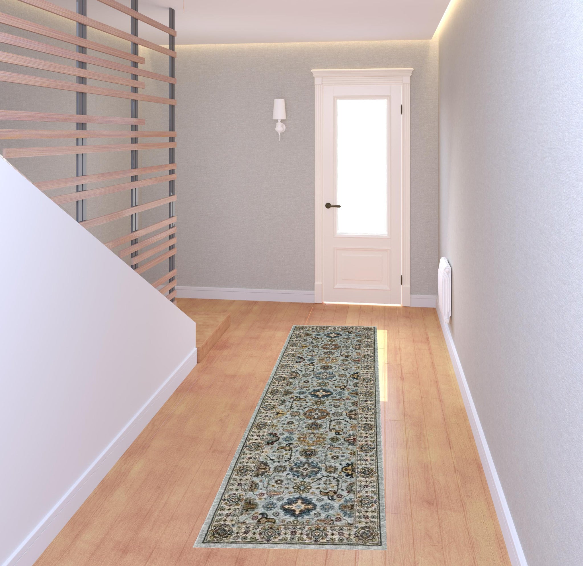 Vibrantly Colored Stain-Resistant Oriental Style Runner Rug with Fringes to Beautify Your Living Space