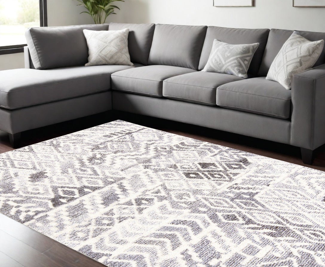 Elegant Hand-Tufted Gray & White Geometric Wool Area Rug for Stylish Homes