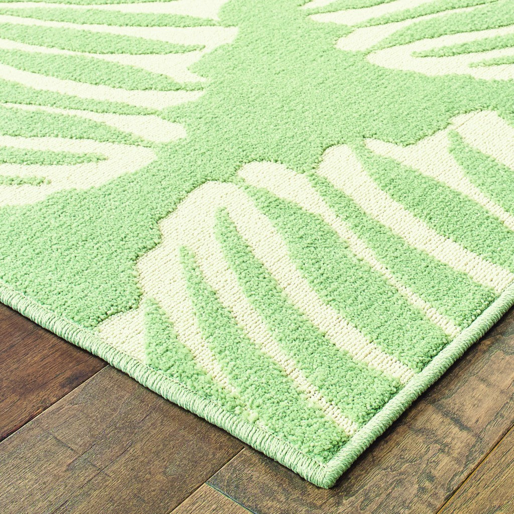 Stylish and Comfortable Green and Ivory Floral Polypropylene Indoor-Outdoor Area Rug for Your Living Space Enhancement