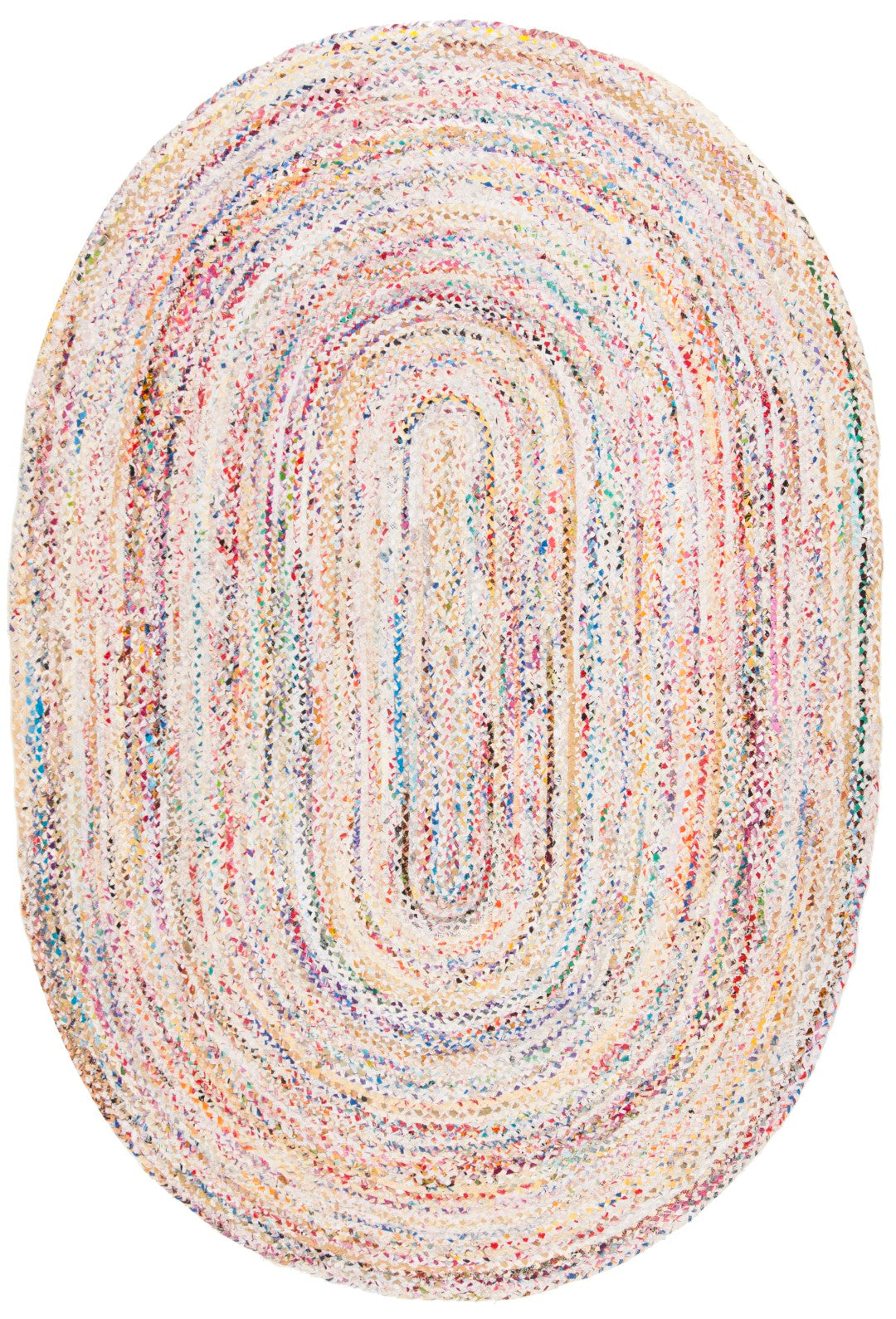Exquisite Hand-Woven Braided Cotton Pile Rectangle Rug from India for Stunning Home Decor Elegance