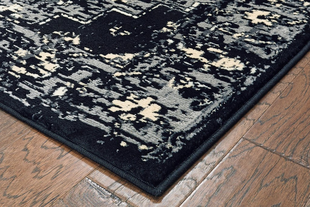 Luxurious Black Medallion Oriental Area Rug for Durable Modern Elegance