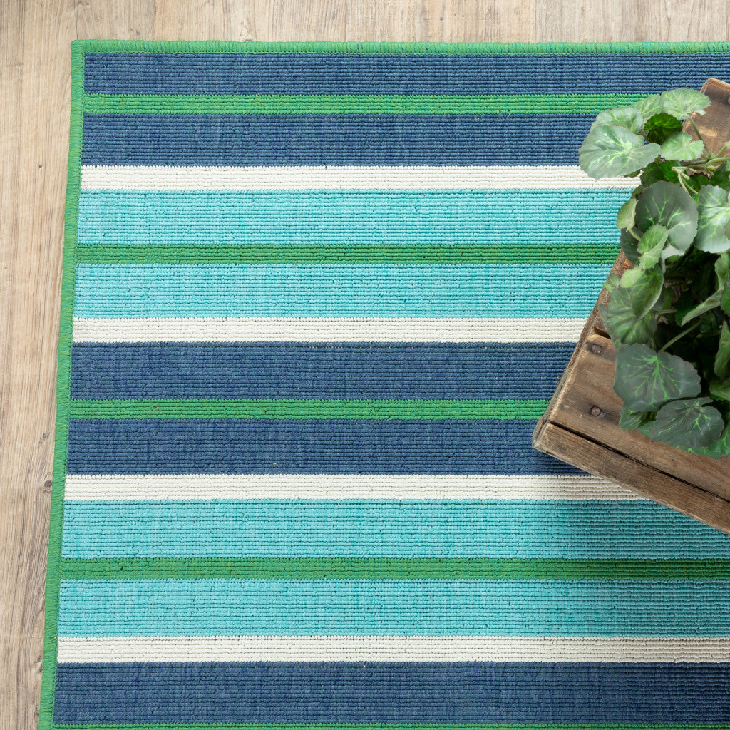 High - Quality Stain - Resistant Geometric Indoor - Outdoor Area Rug in Blue and Green Shades for Fashionable and Inviting Spaces