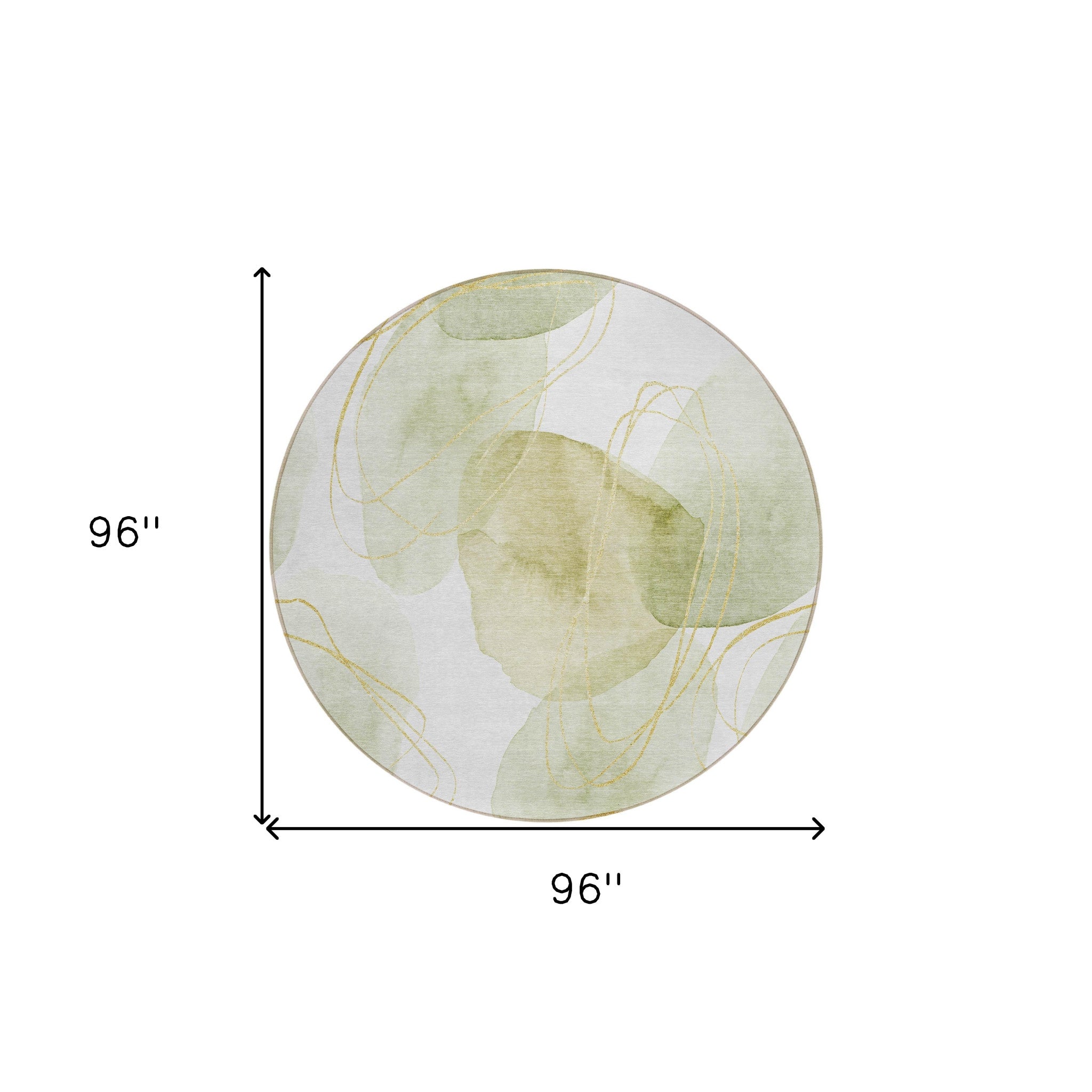 Modern Washable, Non-Skid, Stain-Resistant Green & Ivory Abstract Indoor-Outdoor Runner Rug