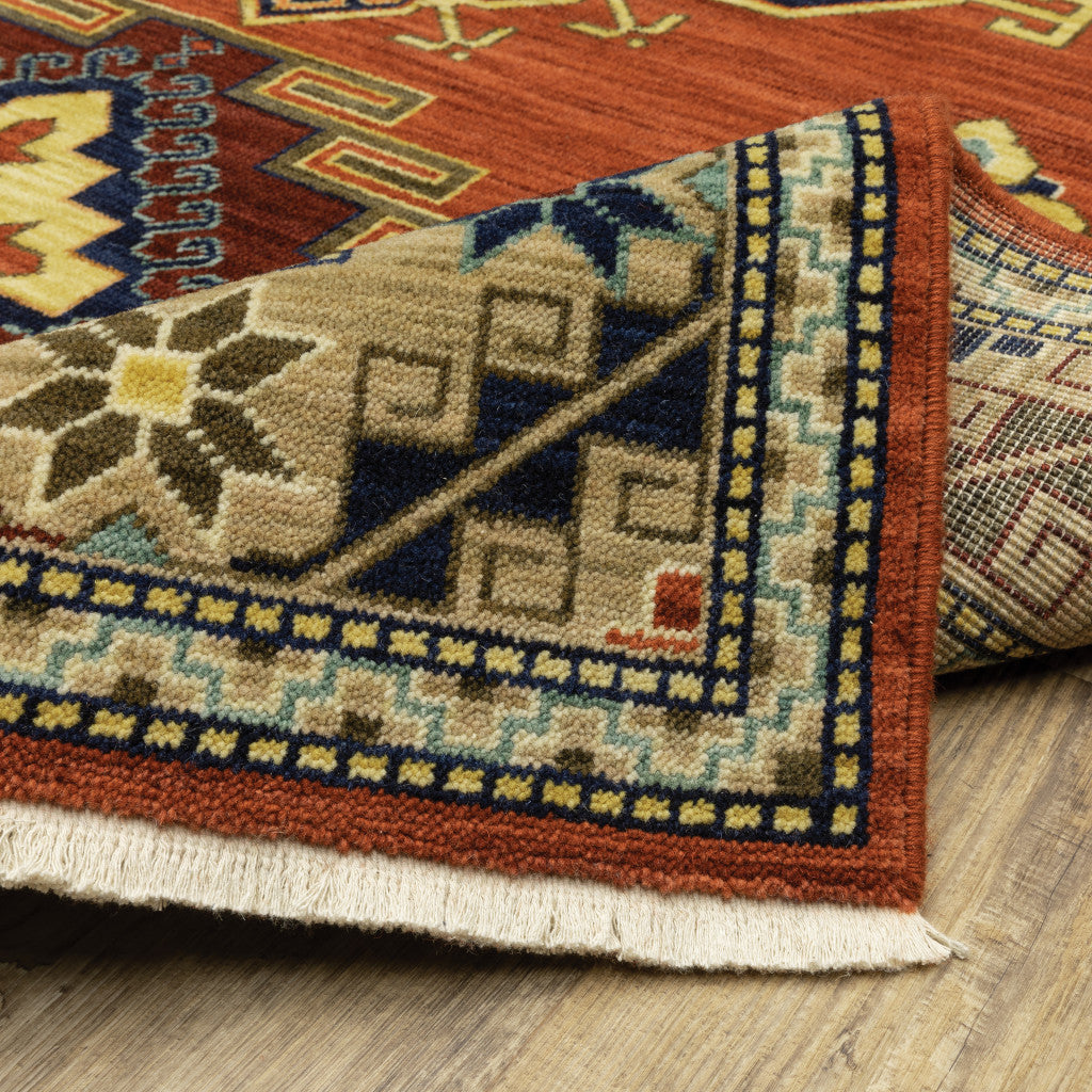 Stain-Resistant Red, Gold & Blue Oriental Area Rug - Stylish for Any Space