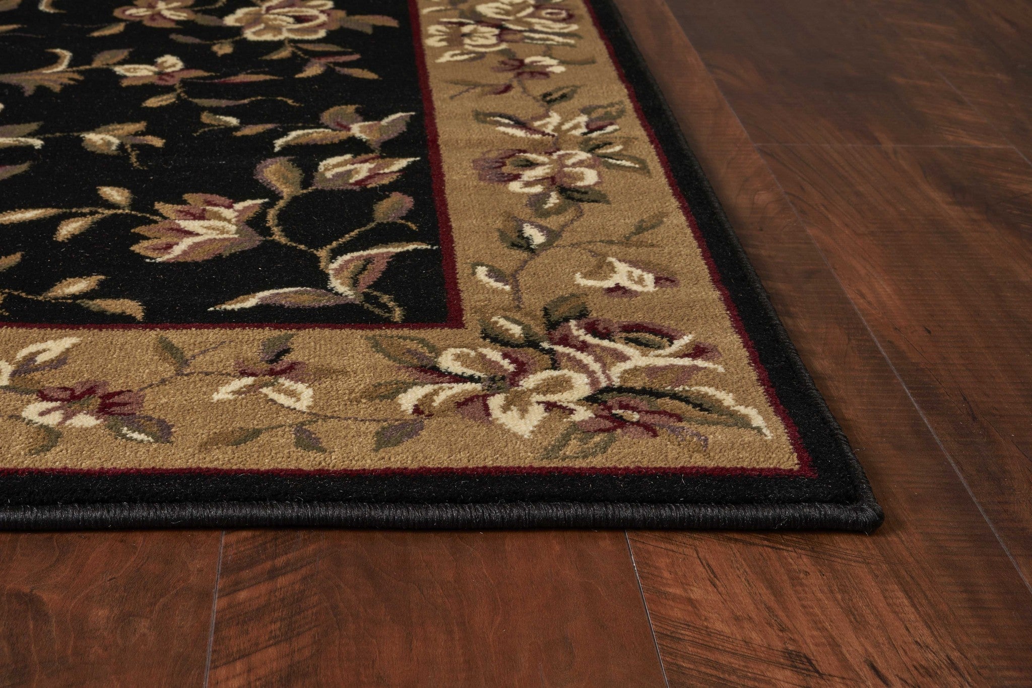 Exquisite Black and Beige Floral Area Rug for Home Decor - Transform Your Living Space with Graceful Artistry